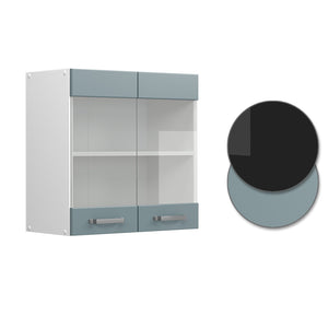 Vicco Mobile da cucina in vetro Grigio-blu 60 cm