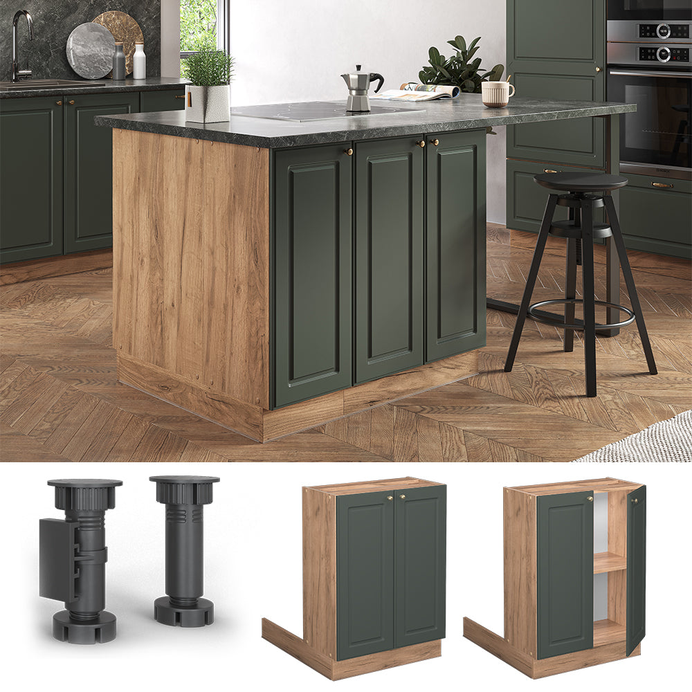 Vicco Isola cucina Verde-oro Country House 60 cm senza piano di lavoro