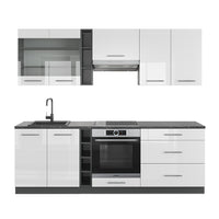 Vicco Cucina componibile Bianco lucido/antracite 235 cm , PL Antracite