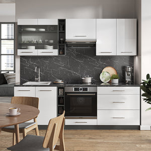 Vicco Cucina componibile Bianco lucido/antracite 235 cm senza piano di lavoro