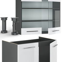 Vicco Cucina componibile Bianco lucido/antracite 235 cm , PL Marmo