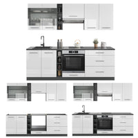 Vicco Cucina componibile Bianco lucido/antracite 235 cm , PL Marmo