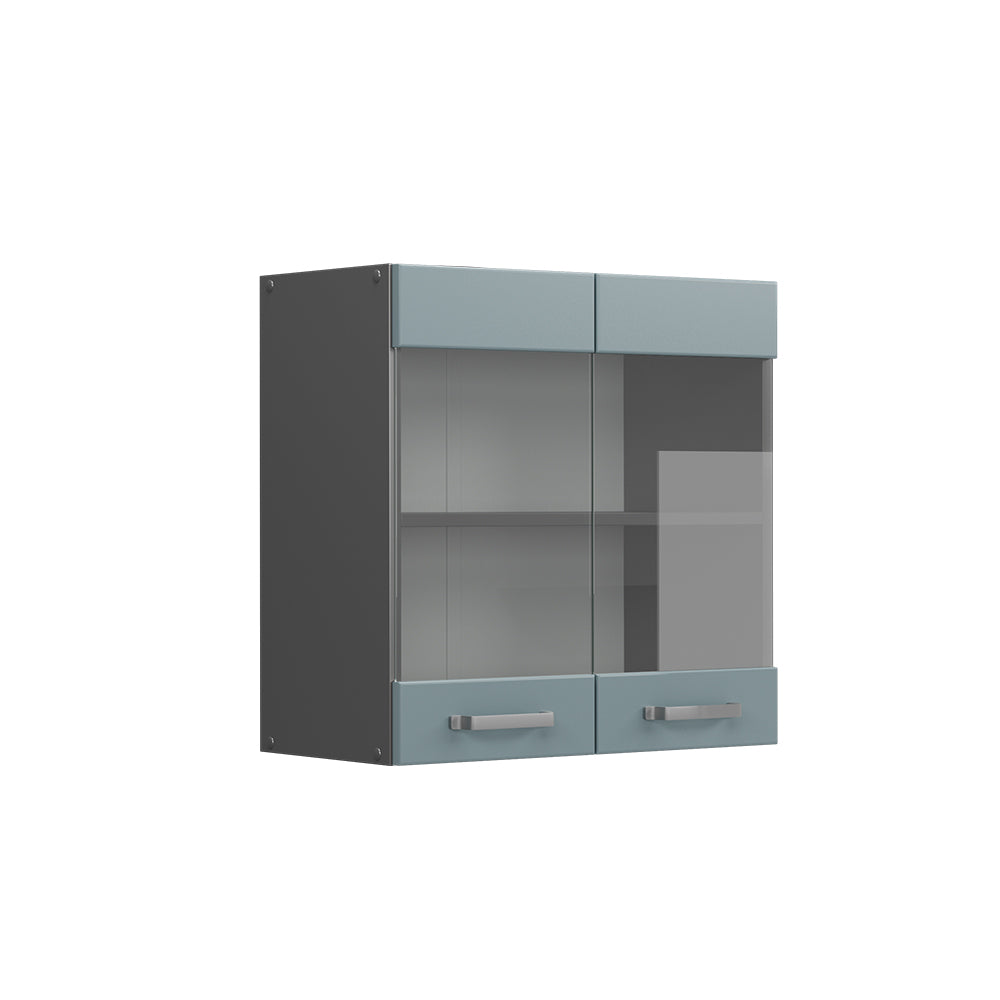 Vicco Mobile da cucina in vetro Grigio-blu 60 cm