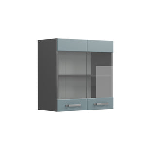 Vicco Mobile da cucina in vetro Grigio-blu 60 cm