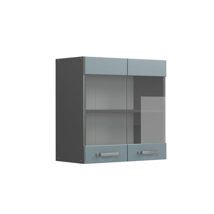 Vicco Mobile da cucina in vetro Grigio-blu 60 cm