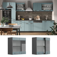 Vicco Mobile da cucina in vetro Grigio-blu 60 cm
