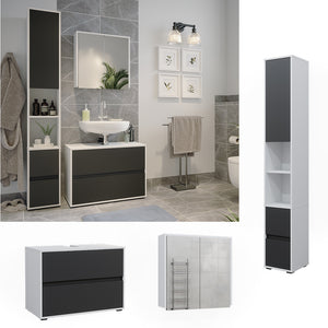 Vicco Set di mobili da bagno Bianco/antracite 3 parti, con colonna