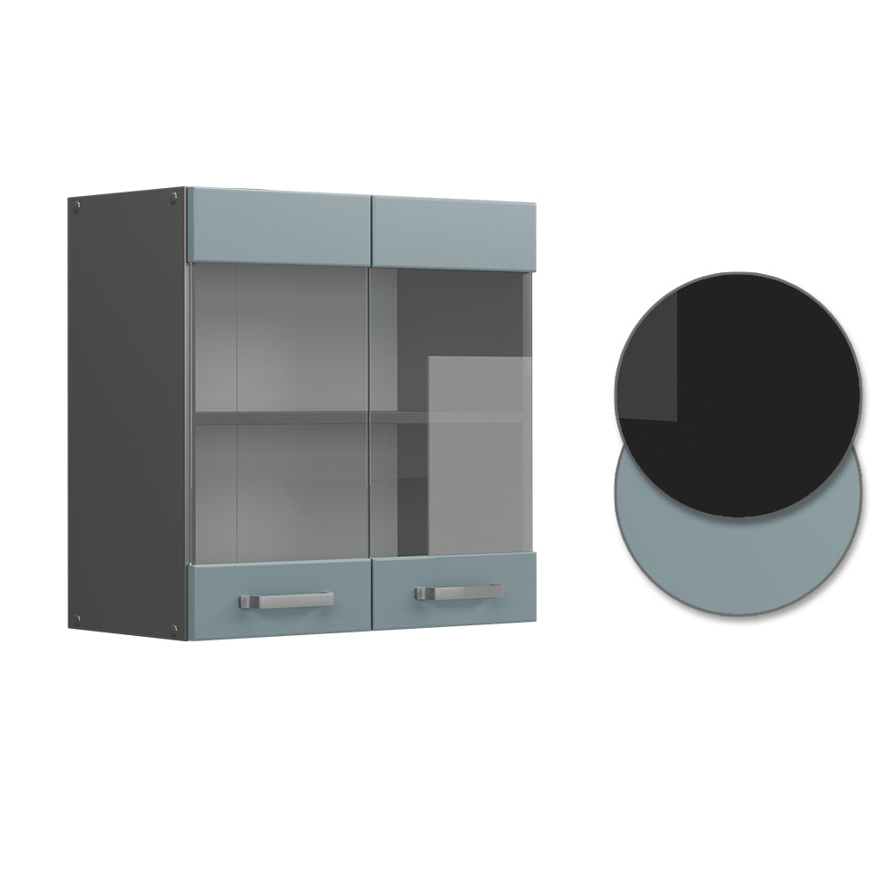 Vicco Mobile da cucina in vetro Grigio-blu 60 cm