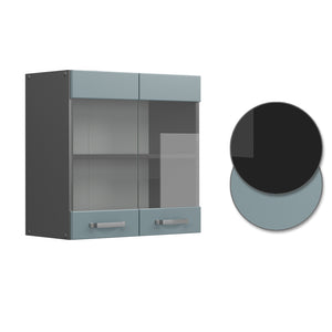 Vicco Mobile da cucina in vetro Grigio-blu 60 cm
