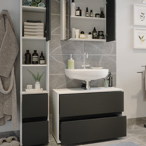 Vicco Set di mobili da bagno Bianco/antracite 3 parti, con colonna