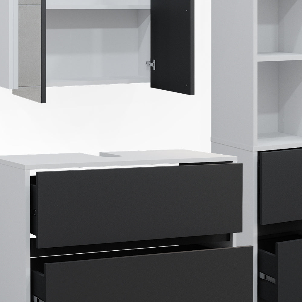 Vicco Set di mobili da bagno Bianco/antracite 4 parti