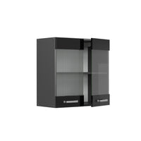Vicco Mobile da cucina in vetro Nero lucido 60 cm