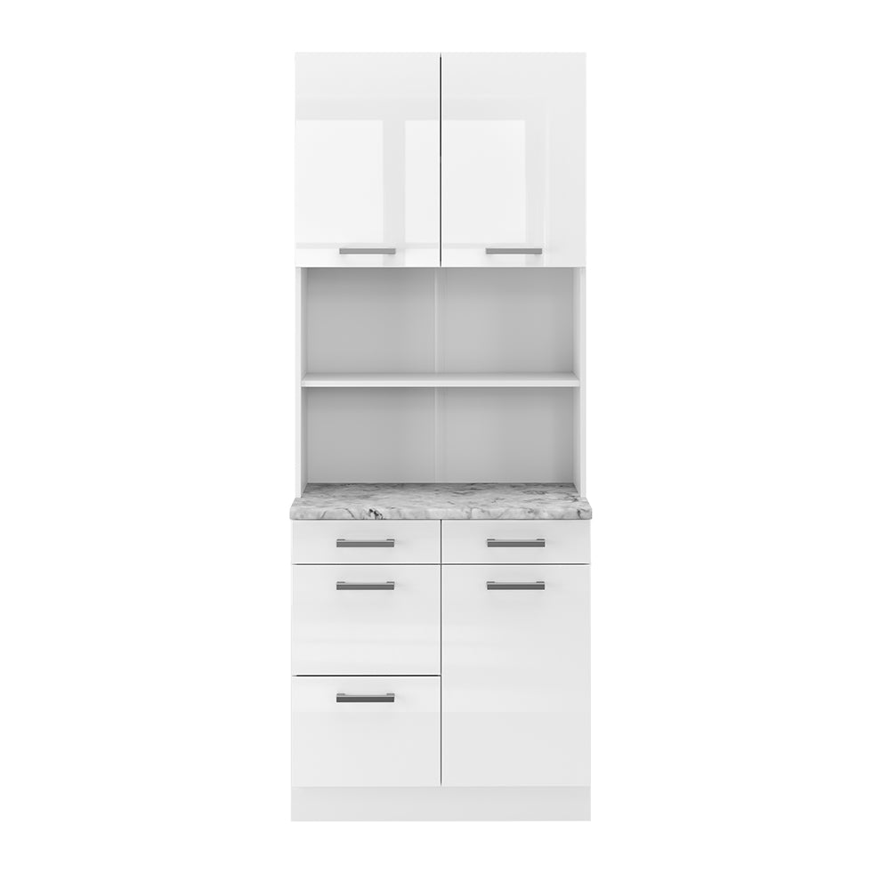 Vicco Cucine componibili piccole Bianco lucido 80 cm , PL Marmo