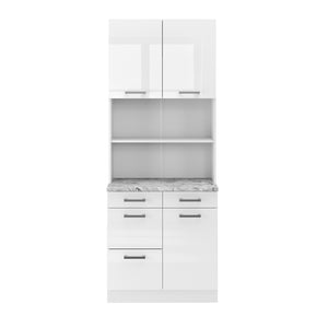 Vicco Cucine componibili piccole Bianco lucido 80 cm , PL Marmo