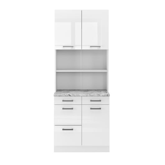 Vicco Cucine componibili piccole Bianco lucido 80 cm , PL Marmo