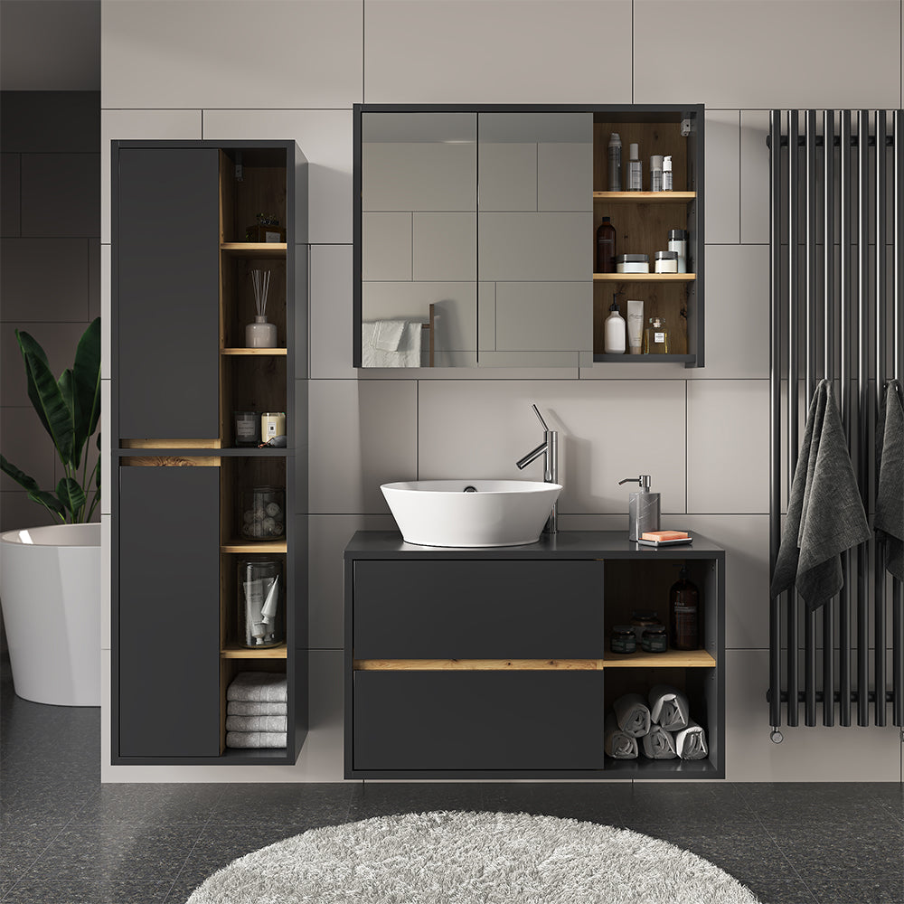 Vicco Set di mobili da bagno Antracite 3 parti