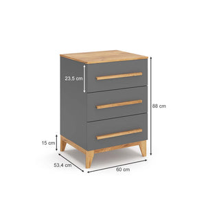 Vitalispa Cassettiera per camera da letto Grigio 53.4 x 88 cm