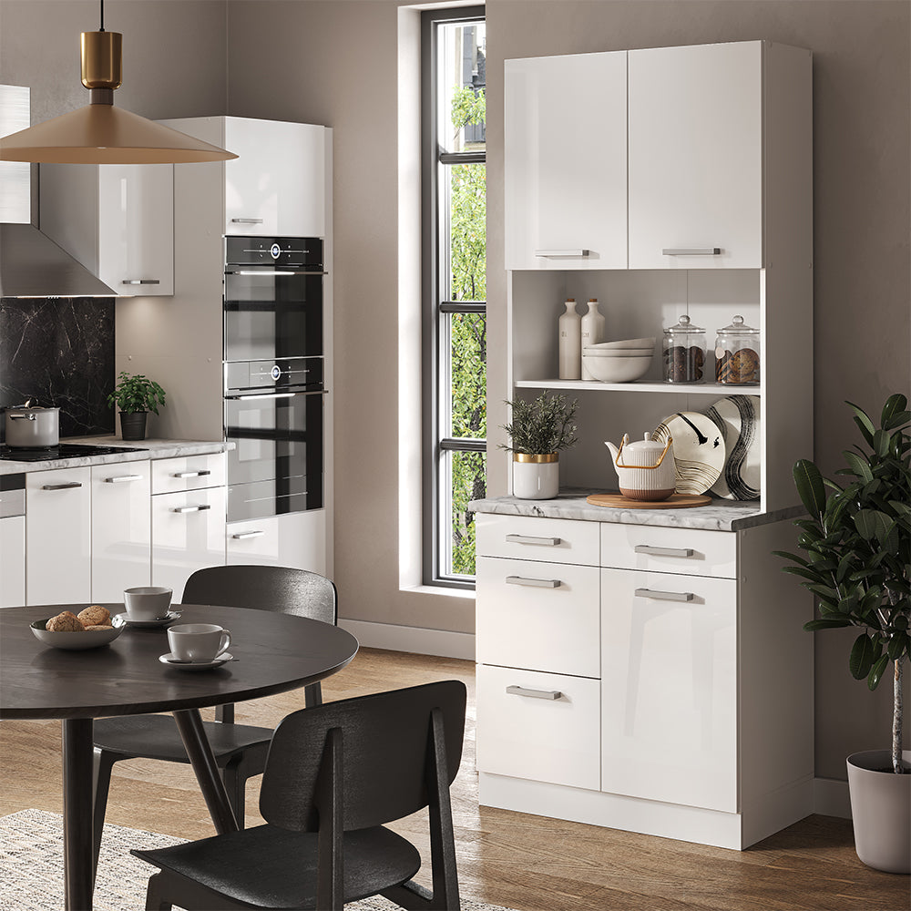 Vicco Cucine componibili piccole Bianco lucido 80 cm , PL Marmo