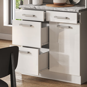 Vicco Cucine componibili piccole Bianco lucido 80 cm , PL Marmo