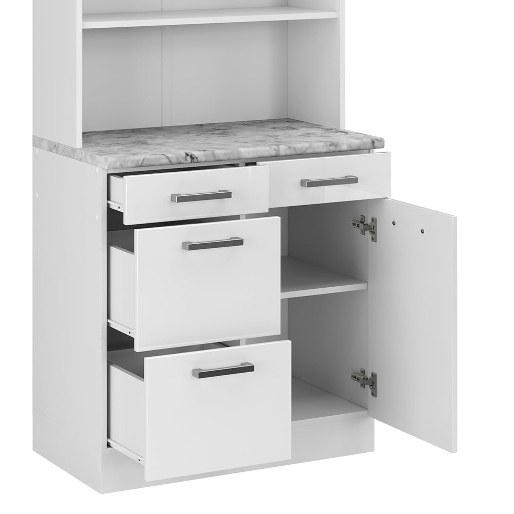 Vicco Cucine componibili piccole Bianco lucido 80 cm , PL Marmo