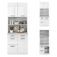 Vicco Cucine componibili piccole Bianco lucido 80 cm , PL Marmo