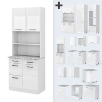 Vicco Cucine componibili piccole Bianco lucido 80 cm , PL Marmo