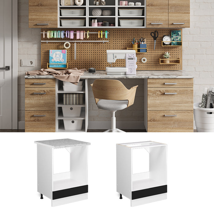 Vicco Base universale Nero lucido 60 cm con ampia nicchia, con piano di lavoro