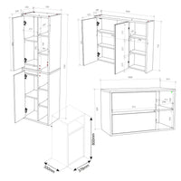 Vicco Set di mobili da bagno Antracite 4 parti