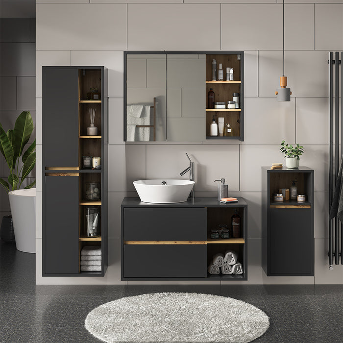 Vicco Set di mobili da bagno Antracite 4 parti