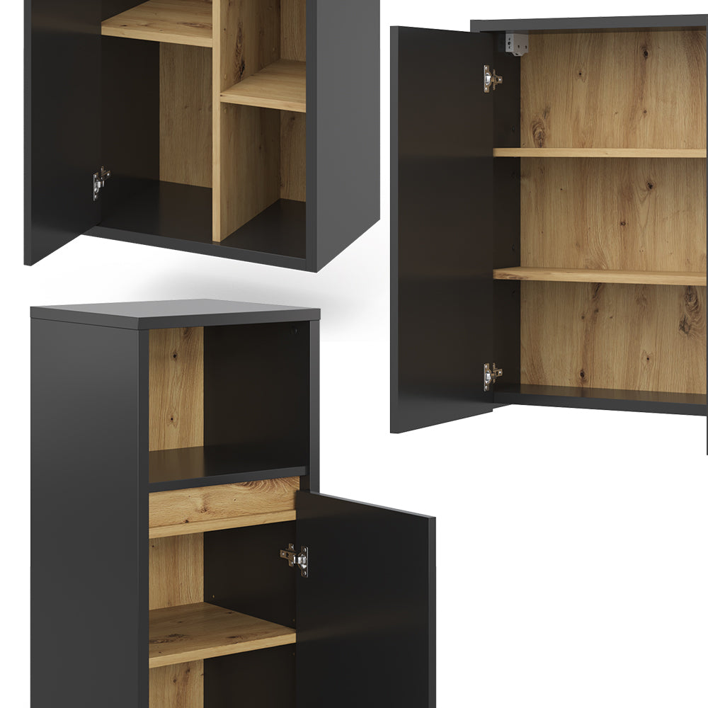 Vicco Set di mobili da bagno Antracite 4 parti