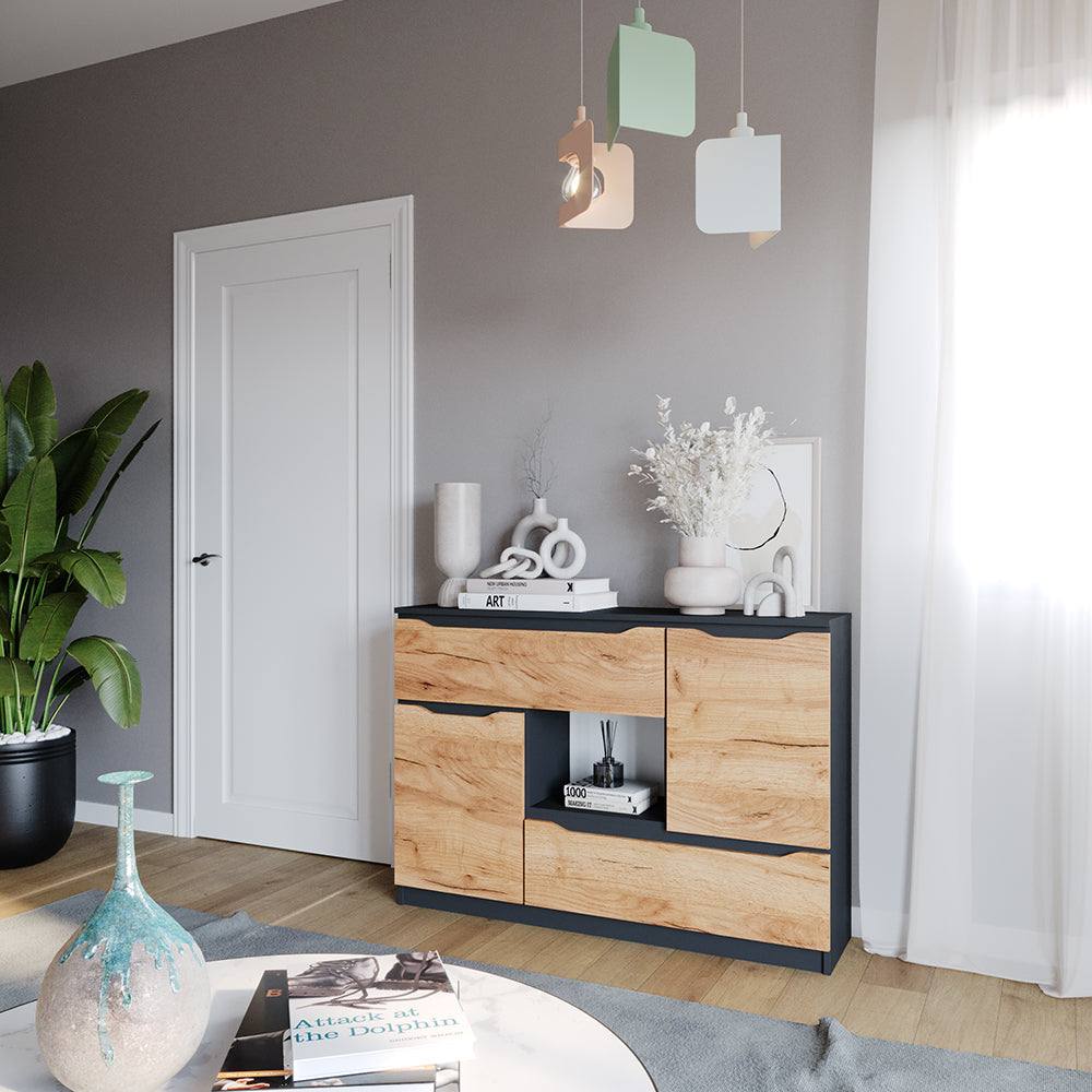 Vicco Cassettiera per camera da letto Quercia dorata 30 x 84 cm con cassetti