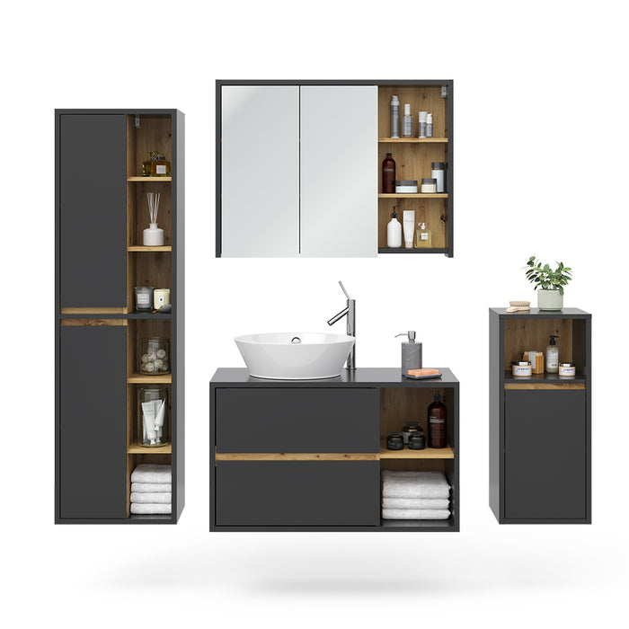 Vicco Set di mobili da bagno Antracite 4 parti