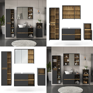 Vicco Set di mobili da bagno Antracite 4 parti