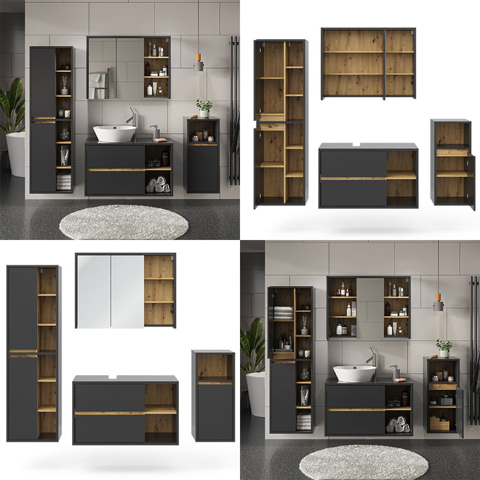 Vicco Set di mobili da bagno Antracite 4 parti