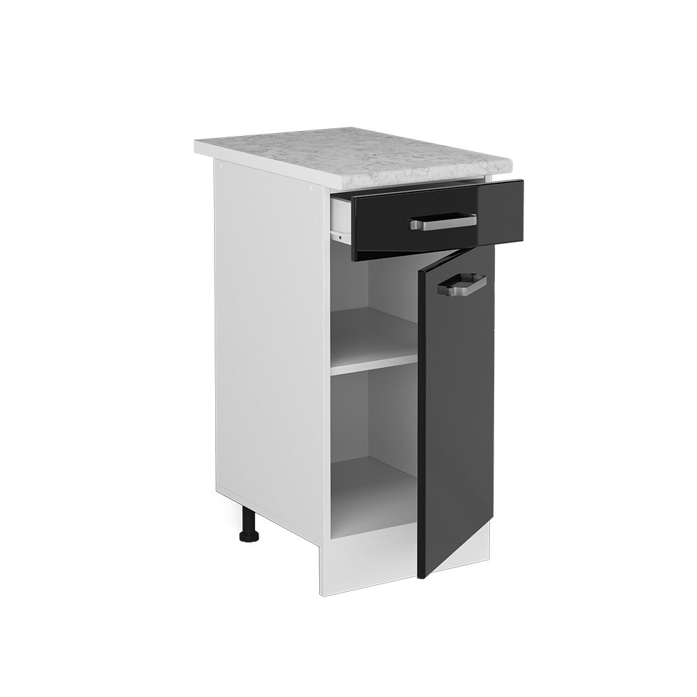 Vicco Base universale Nero lucido 40 cm con cassetto, con piano di lavoro