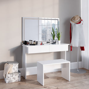 Vicco Tavolo da toeletta Bianco 120 cm con specchio LED e panca