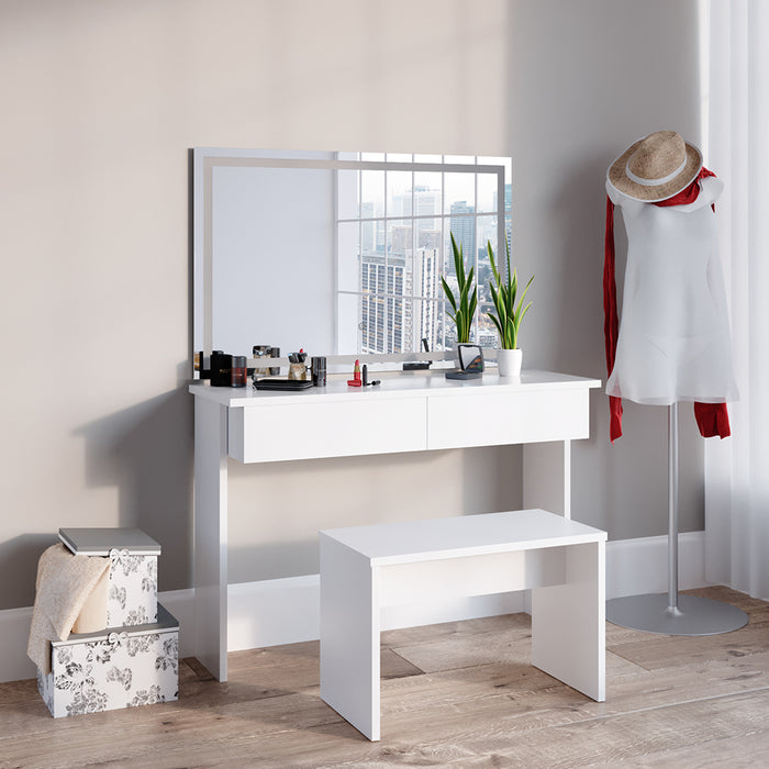 Vicco Tavolo da toeletta Bianco 120 cm con specchio LED e panca