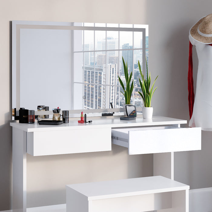 Vicco Tavolo da toeletta Bianco 120 cm con specchio LED e panca
