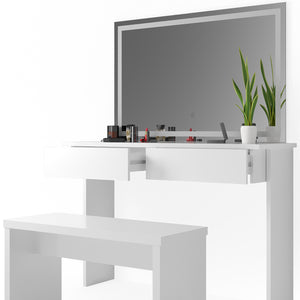 Vicco Tavolo da toeletta Bianco 120 cm con specchio LED e panca