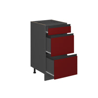 Vicco Mobiletto base per cucina Rosso 40 cm Forma a J, con cassetti, senza piano di lavoro