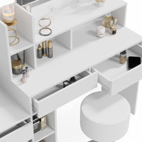 Vicco Tavolo da toeletta Bianco 139.8 cm con illuminazione a LED e sgabello