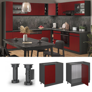 Vicco Mobile ad angolo cucina Rosso 86 cm , PL Rovere