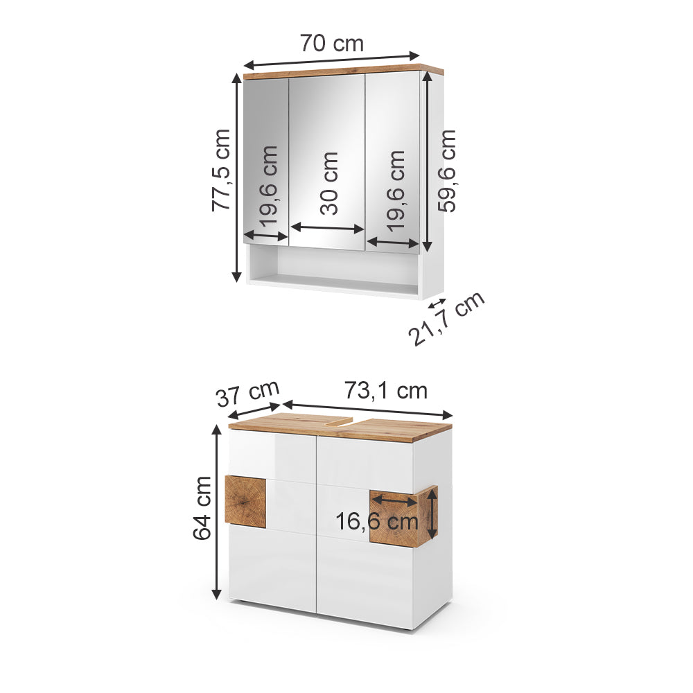 Vicco Set di mobili da bagno Bianco 2 parti
