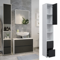 Vicco Armadio per la biancheria Bianco 30.2 x 189 cm con un'anta e due cassetti