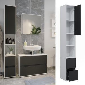 Vicco Armadio per la biancheria Bianco 30.2 x 189 cm con un'anta e due cassetti