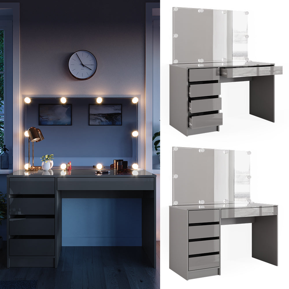 Vicco Tavolo da toeletta Grigio 55 cm con illuminazione a LED