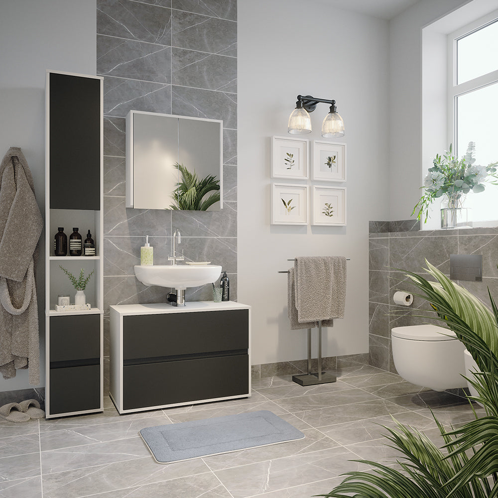 Vicco Armadio per la biancheria Bianco 30.2 x 189 cm con un'anta e due cassetti