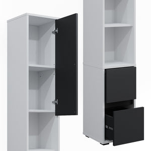 Vicco Armadio per la biancheria Bianco 30.2 x 189 cm con un'anta e due cassetti