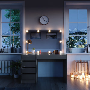 Vicco Tavolo da toeletta Grigio 55 cm con illuminazione a LED