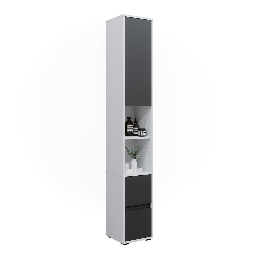 Vicco Armadio per la biancheria Bianco 30.2 x 189 cm con un'anta e due cassetti